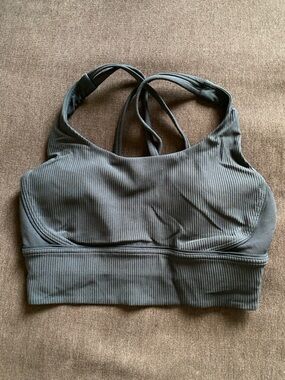Lululemon Ribbed Energy Longline Strappy Sports Bra Black